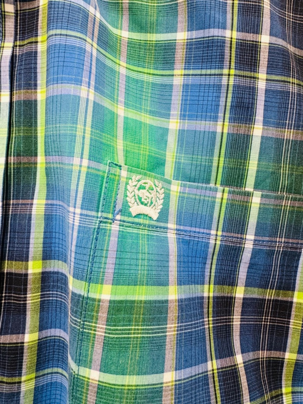 Cinch cowboy Plaid Button Down Shirt Mens Blue Green Short Sleeve western M - Picture 7 of 12